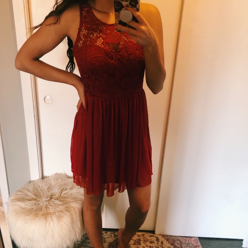 Francesca’s Red Lace Dress